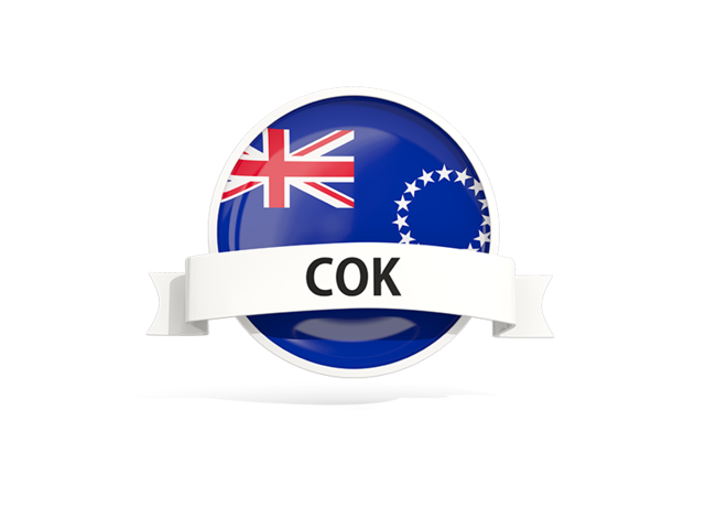 Round flag with banner. Download flag icon of Cook Islands at PNG format