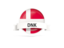 Denmark. Round flag with banner. Download icon.