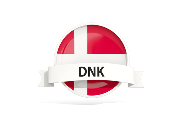 Round flag with banner. Download flag icon of Denmark at PNG format