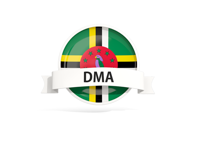 Round flag with banner. Download flag icon of Dominica at PNG format