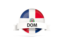 Dominican Republic. Round flag with banner. Download icon.