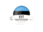 Estonia. Round flag with banner. Download icon.