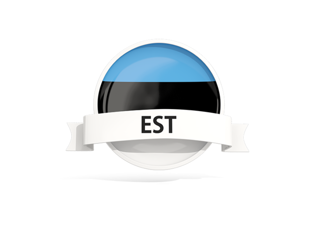 Round flag with banner. Download flag icon of Estonia at PNG format