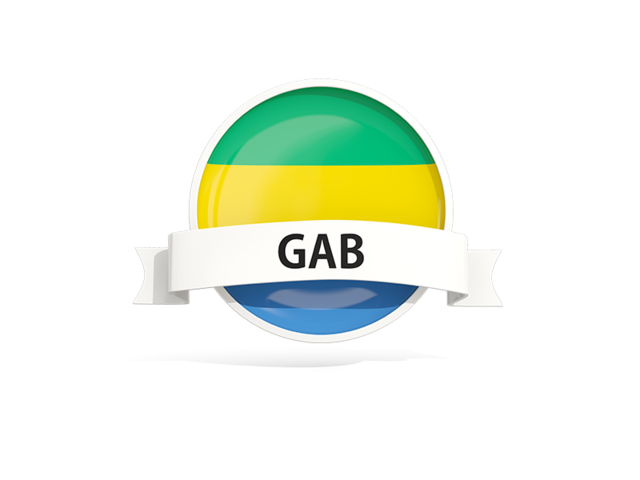 Round flag with banner. Download flag icon of Gabon at PNG format