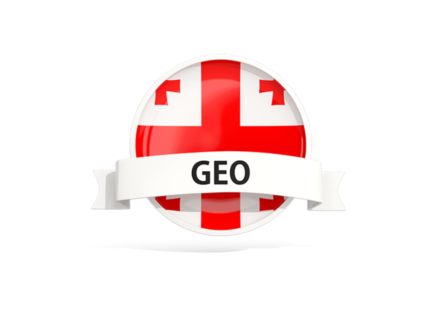 Round flag with banner. Download flag icon of Georgia at PNG format