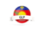 Guadeloupe. Round flag with banner. Download icon.