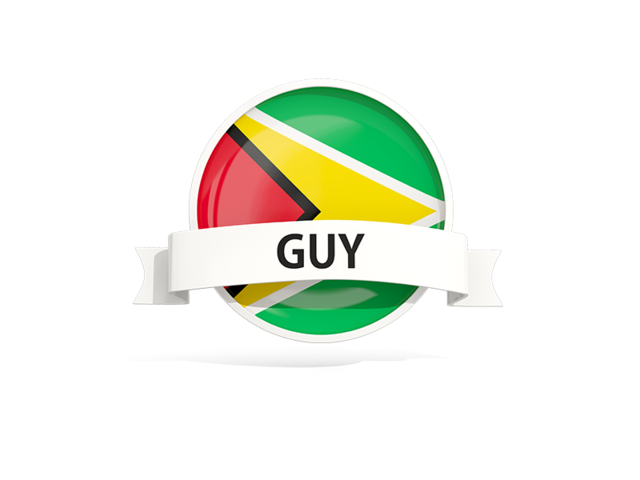 Round flag with banner. Download flag icon of Guyana at PNG format