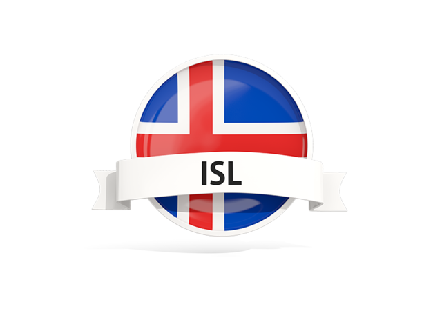 Round flag with banner. Download flag icon of Iceland at PNG format