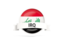 Iraq. Round flag with banner. Download icon.