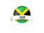 Jamaica. Round flag with banner. Download icon.