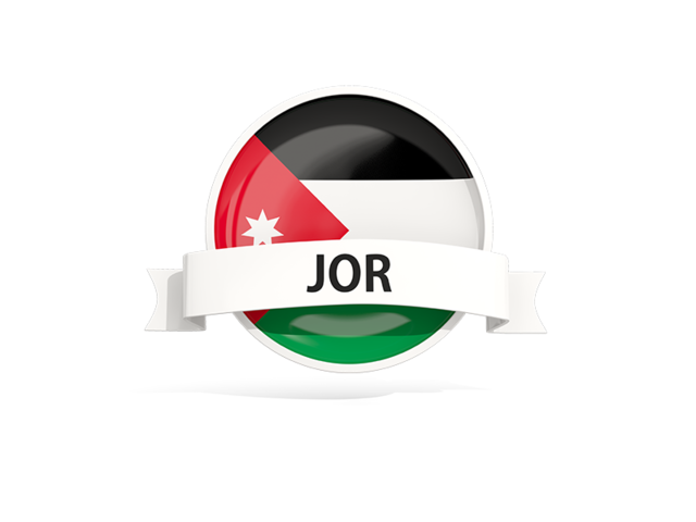 Round flag with banner. Download flag icon of Jordan at PNG format