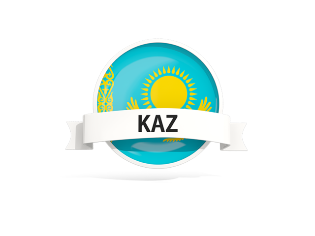 Round flag with banner. Download flag icon of Kazakhstan at PNG format