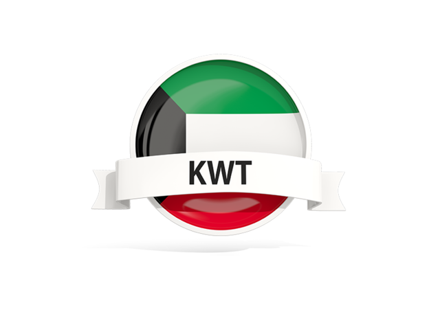 Round flag with banner. Download flag icon of Kuwait at PNG format