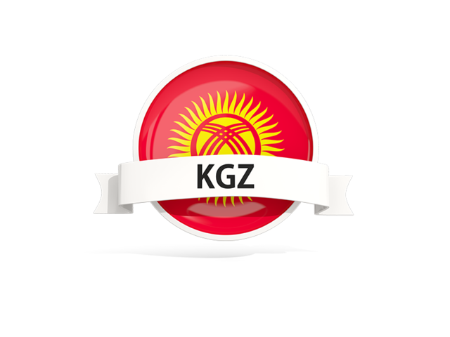 Round flag with banner. Download flag icon of Kyrgyzstan at PNG format