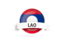 Laos. Round flag with banner. Download icon.