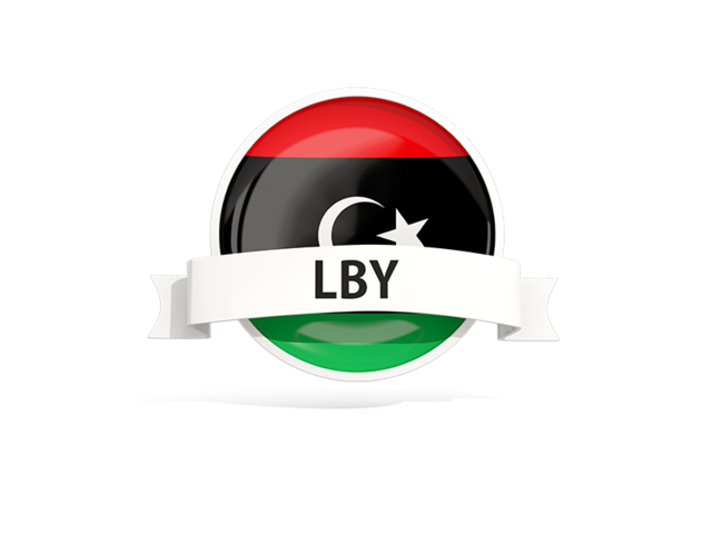 Round flag with banner. Download flag icon of Libya at PNG format