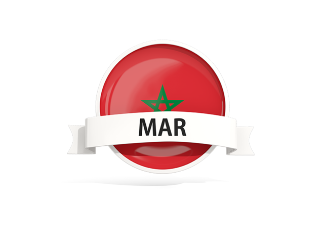 Round flag with banner. Download flag icon of Morocco at PNG format