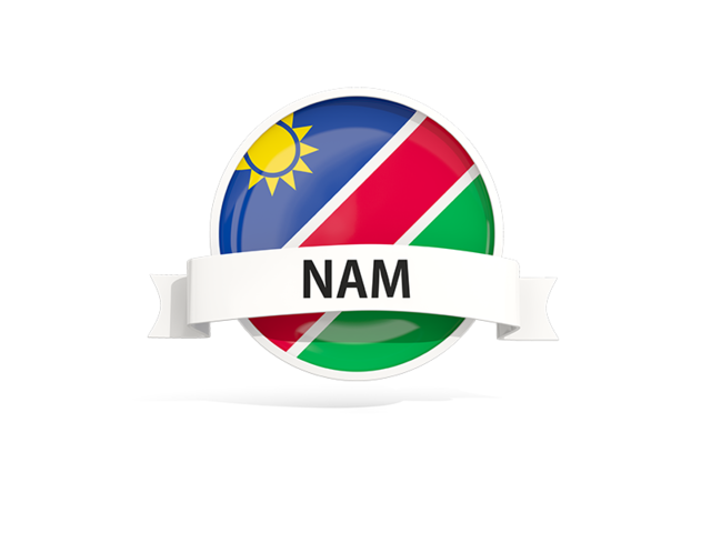 Круглый флаг с баннером. Скачать флаг. Намибия