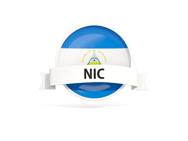 Round flag with banner. Download flag icon of Nicaragua at PNG format