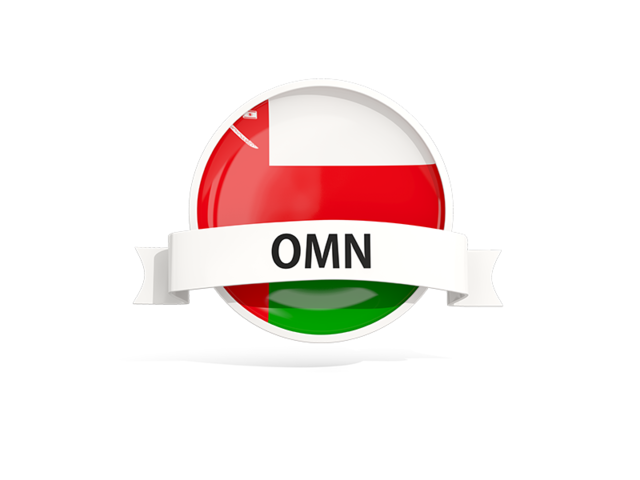 Round flag with banner. Download flag icon of Oman at PNG format