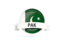 Pakistan. Round flag with banner. Download icon.