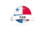 Panama. Round flag with banner. Download icon.