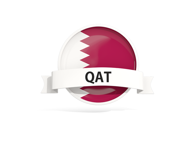 Round flag with banner. Download flag icon of Qatar at PNG format