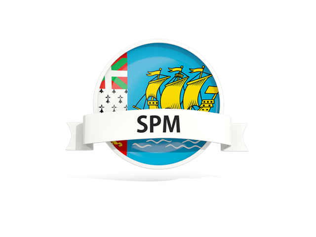 Round flag with banner. Download flag icon of Saint Pierre and Miquelon at PNG format