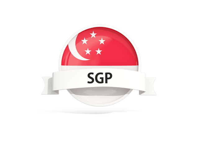Round flag with banner. Download flag icon of Singapore at PNG format