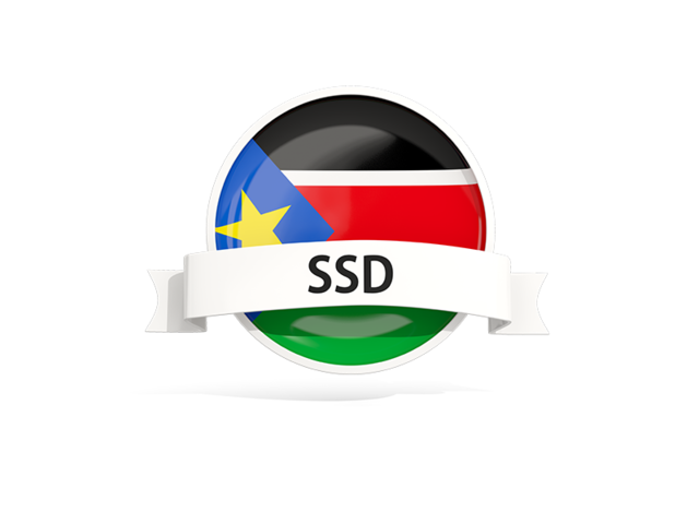 Круглый флаг с баннером. Скачать флаг. Южный Судан