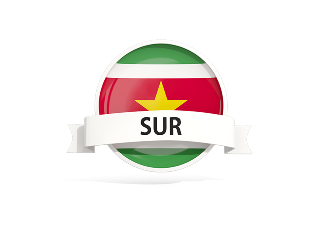 Round flag with banner. Download flag icon of Suriname at PNG format