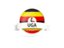 Uganda. Round flag with banner. Download icon.