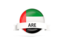 United Arab Emirates. Round flag with banner. Download icon.