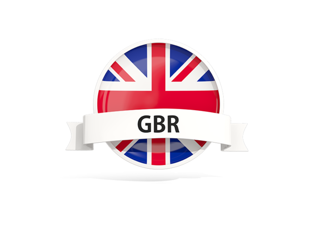 Round flag with banner. Download flag icon of United Kingdom at PNG format