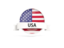 United States of America. Round flag with banner. Download icon.