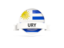 Uruguay. Round flag with banner. Download icon.
