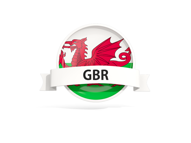Round flag with banner. Download flag icon of Wales at PNG format