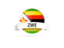 Zimbabwe. Round flag with banner. Download icon.