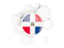Dominican Republic. Round flag with circles. Download icon.