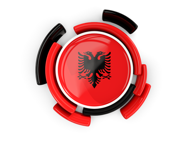 Round flag with pattern. Download flag icon of Albania at PNG format