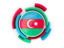 Azerbaijan. Round flag with pattern. Download icon.