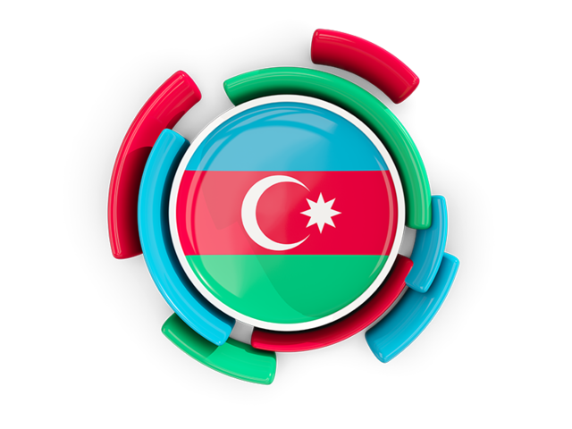 Round flag with pattern. Download flag icon of Azerbaijan at PNG format
