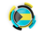 Bahamas. Round flag with pattern. Download icon.