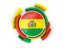 Bolivia. Round flag with pattern. Download icon.