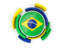 Brazil. Round flag with pattern. Download icon.