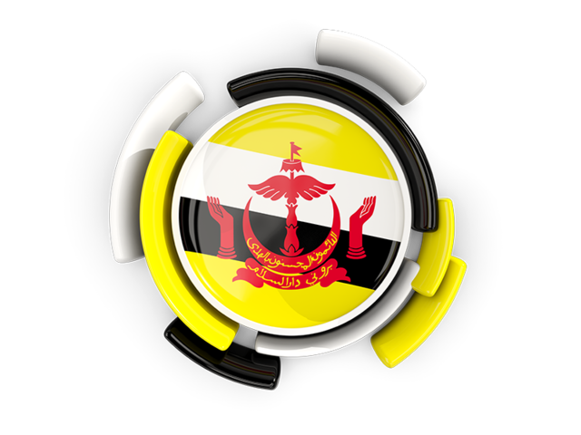 Круглый флаг с узором. Скачать флаг. Бруней