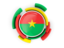 Burkina Faso. Round flag with pattern. Download icon.