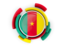 Cameroon. Round flag with pattern. Download icon.