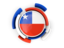 Chile. Round flag with pattern. Download icon.
