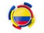 Colombia. Round flag with pattern. Download icon.